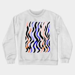 Wavy lines - orange, blue and black Crewneck Sweatshirt